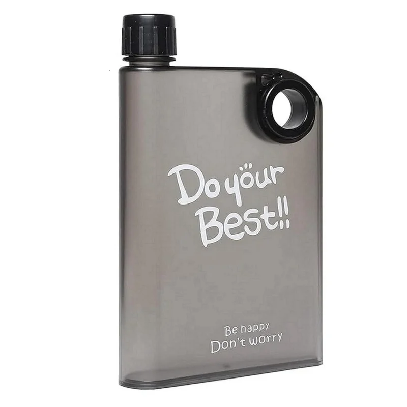 Black Ultra Slim Notebook Style Water Bottle 380ml