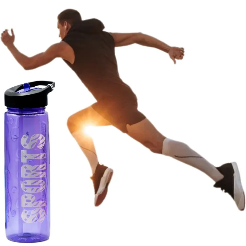 Purple Stylish Water Sport Bottle 1000ml with Straw