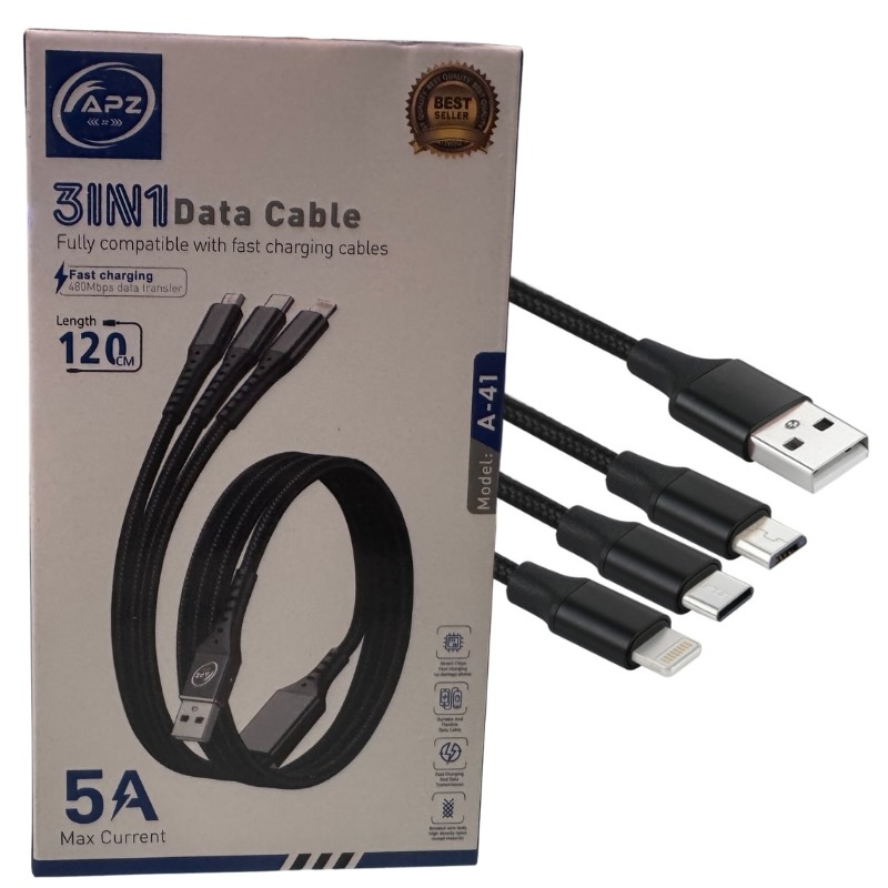 3-in-1 Fast Charging Cable 100W 480Mbps 120cm Type-C Micro…