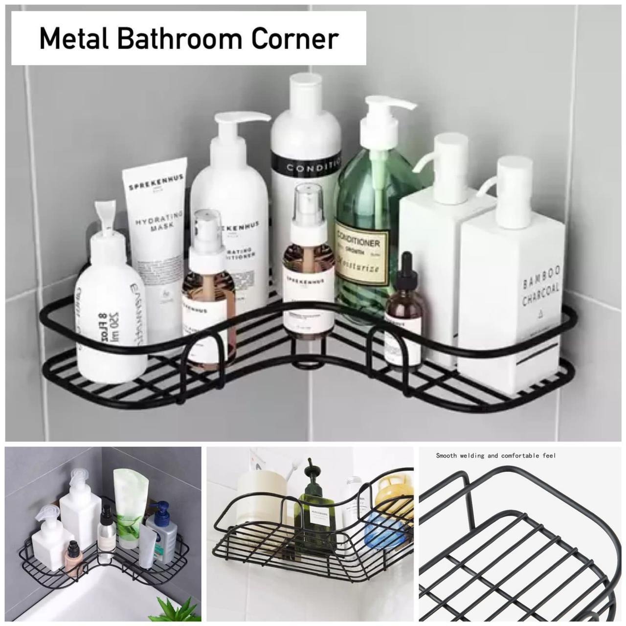 Wall Corner Rack | Multipurpose Kitchen & Bathroom Corner Organizer | Metal Wall Mount Storage Rack thumbnail 3