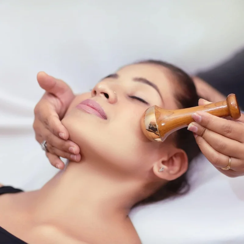 Kansa Wand Face & Foot Massager | Ayurvedic Bronze Massage Tool with Wooden Handle | For Face, Neck, Head & Body thumbnail 3