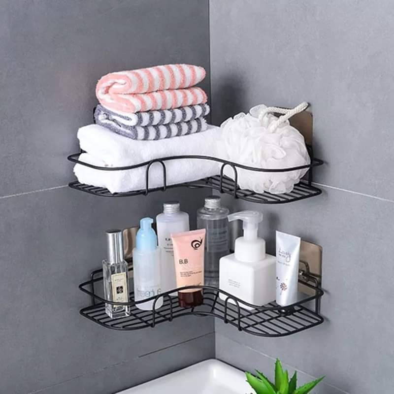 Wall Corner Rack | Multipurpose Kitchen & Bathroom Corner Organizer | Metal Wall Mount Storage Rack thumbnail 2