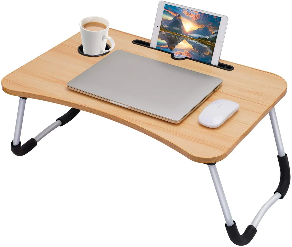 Laptop Table Foldable with Tablet Groove & Cup Slot