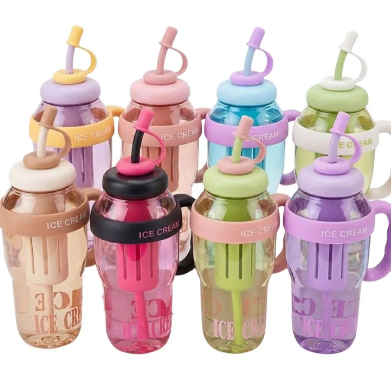 Ice Cream Water Bottle with Straw & Tea Infuser