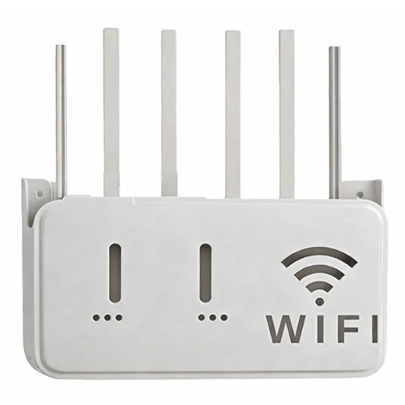 Light Gray WiFi Router Storage Box & Wall Mount Shelf  Universal Cable Organizer | Space-Saving Holder for Modem, Set-Top Box & Smart Devices | Home & Office Use