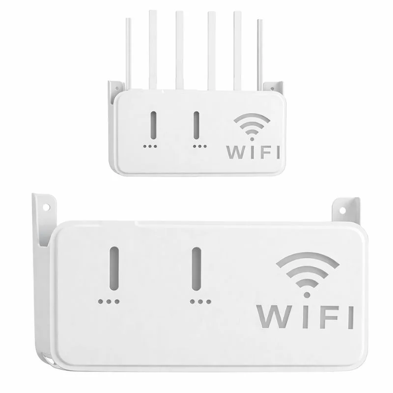 White  WiFi Router Storage Box & Wall Mount Shelf  Universal Cable Organizer