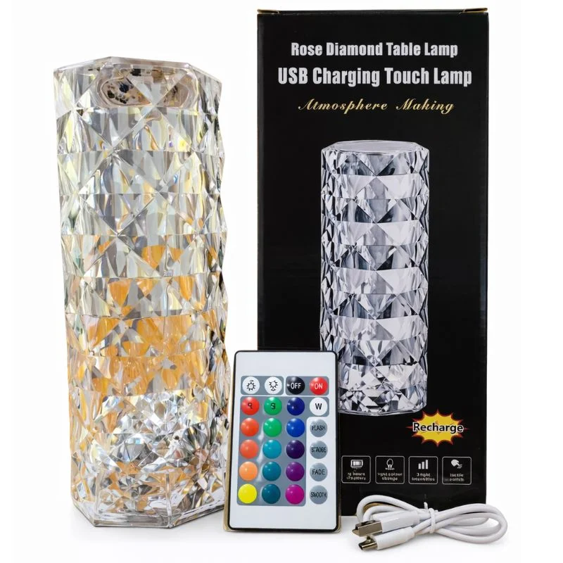 16 Colors Diamond Rose Crystal Touch Lamp