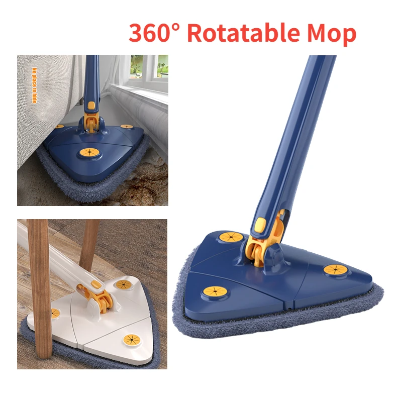 360° Twist Rotatable Triangle Mop with Long Handle Auto…