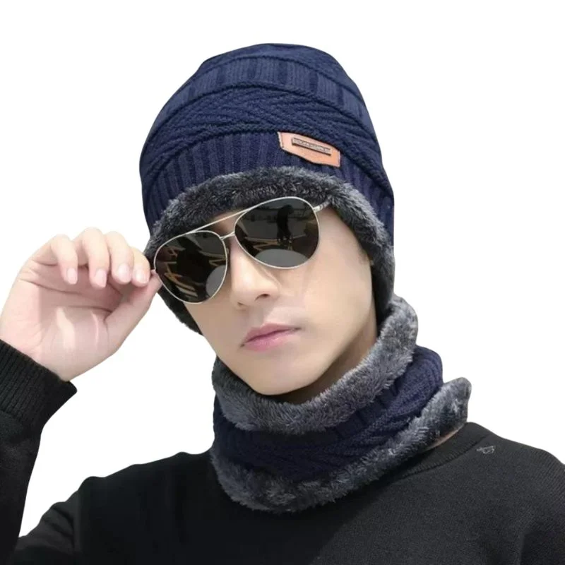 Winter Wool Cap with Neck Warmer Set