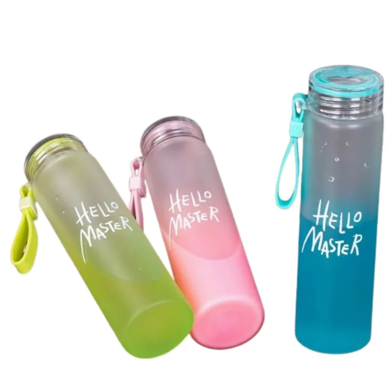 Green Frosted Glass Water Bottle  |  Leak-Proof Insulated Bottle with Hello Master Decal Logo | 400ml