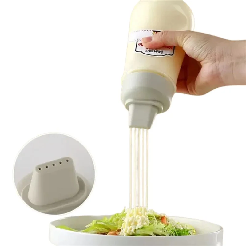 5 Hole Squeeze Sauce Bottle | Refillable Condiment Dispenser with Lid | Multipurpose Ketchup & Hot Sauce Bottle for Kitchen | Black Cap