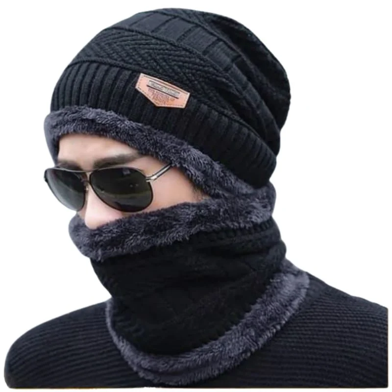 Winter Wool Cap with Neck Warmer Set