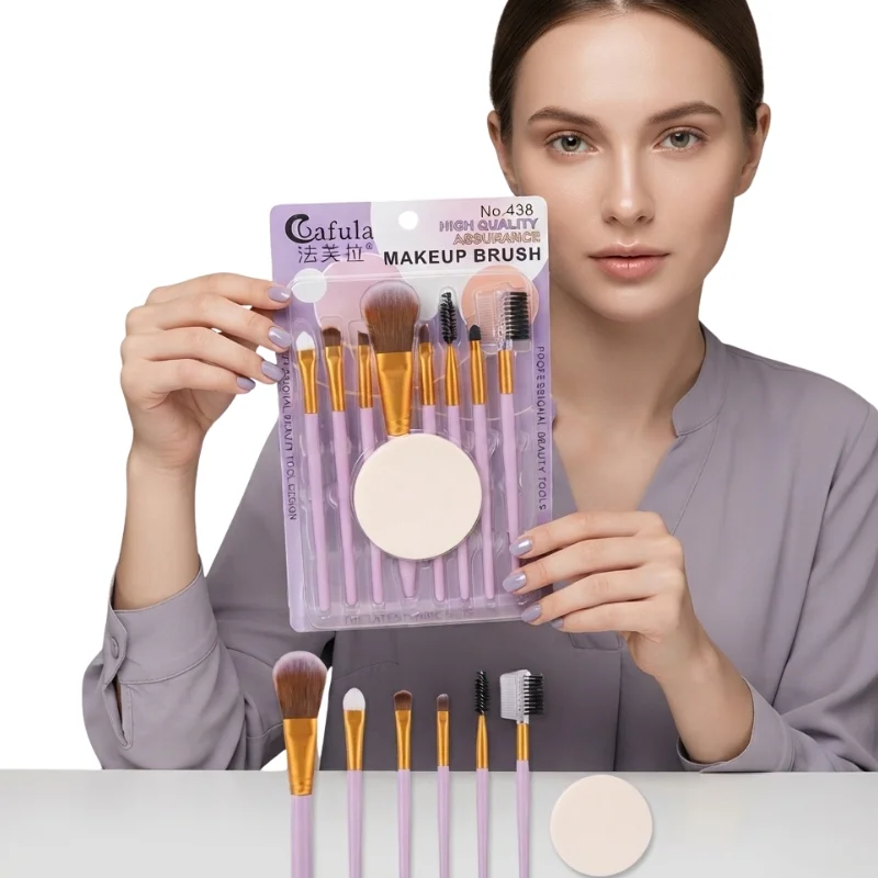 9 PCS Makeup Brush Set | Professional Beauty Tools for Foundation, Blending, Contouring & Eyeshadow | Soft Synthetic Bristles | Pink thumbnail 3