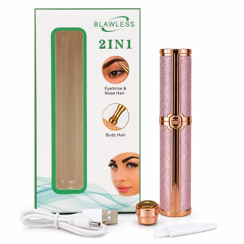 2-in-1 Flawless Facial Hair Remover & Eyebrow Trimmer | USB Rechargeable, Painless & Portable | Pink  Color thumbnail 3
