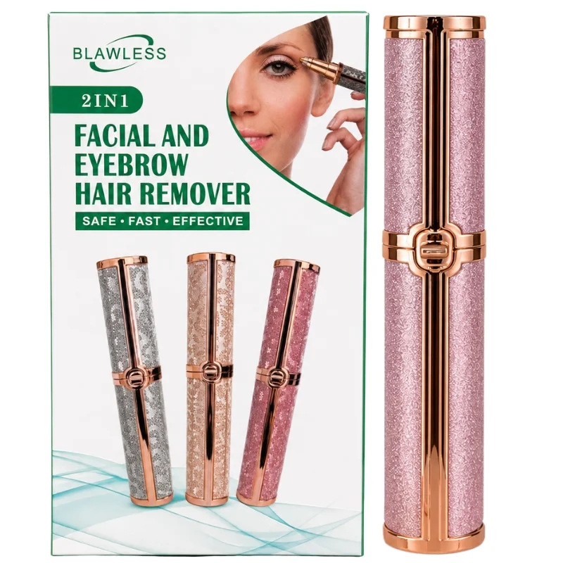 2-in-1 Flawless Facial Hair Remover & Eyebrow Trimmer | USB Rechargeable, Painless & Portable | Pink  Color thumbnail 4