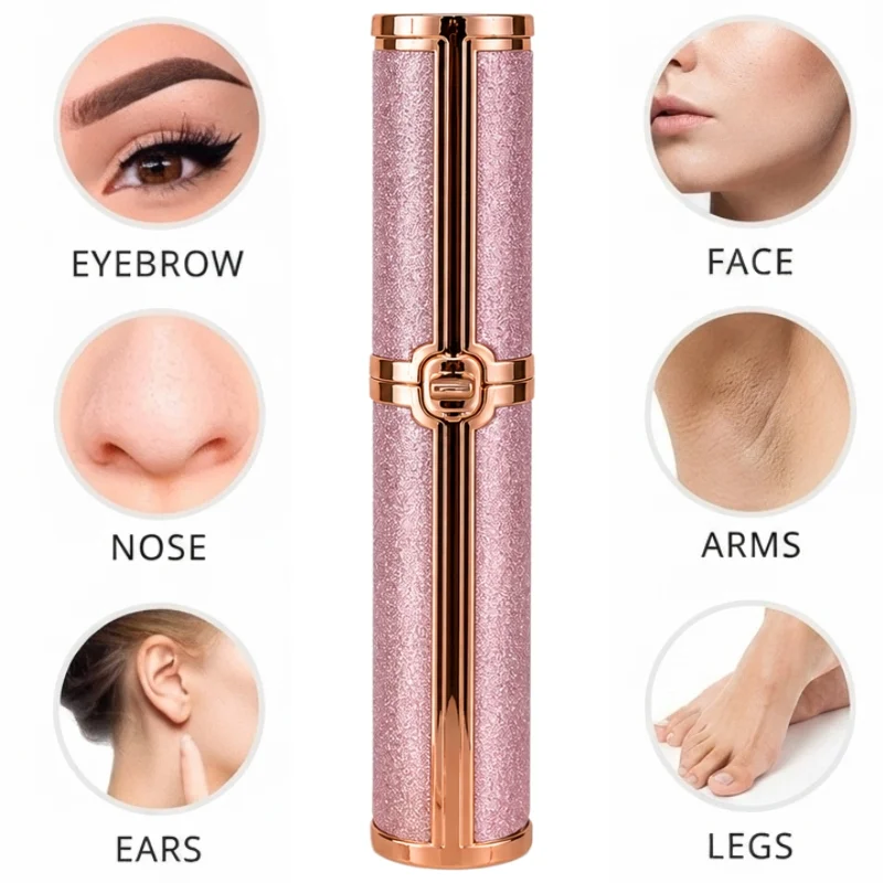 2-in-1 Flawless Facial Hair Remover & Eyebrow Trimmer | USB Rechargeable, Painless & Portable | Pink  Color thumbnail 5