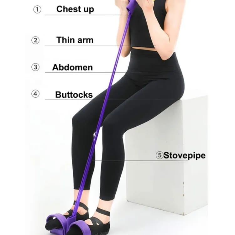Tummy Trimmer | Foot Pedal Resistance Band | Elastic Sit-Up Pull Rope | Fitness & Yoga Trainer | Random Colors