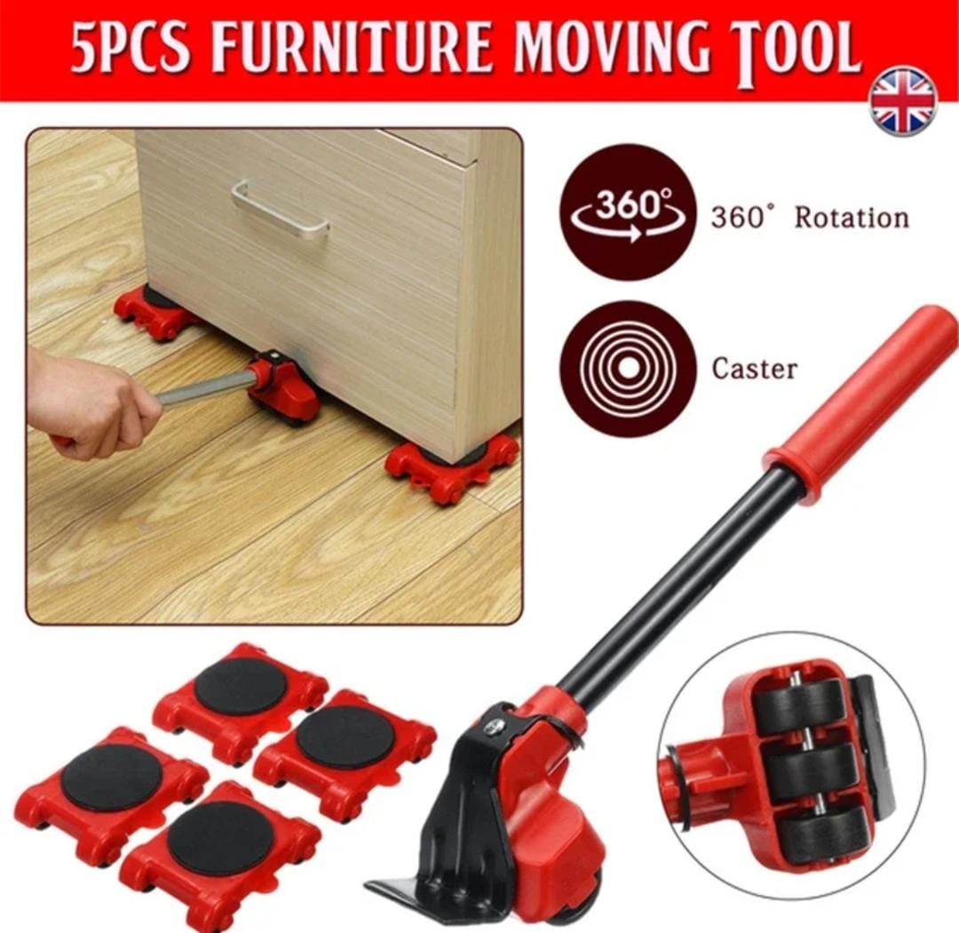 5-in-1 Heavy Furniture Mover Tool Set with Lifter & 360°…