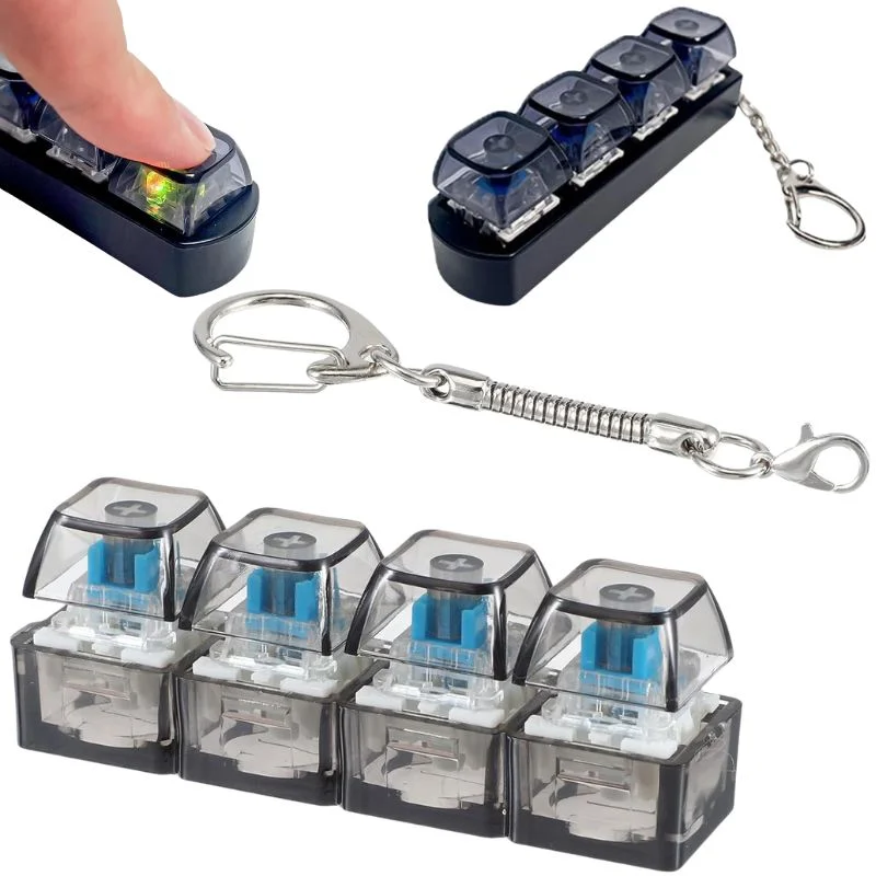4-Key Mechanical Keyboard Clicker Keychain