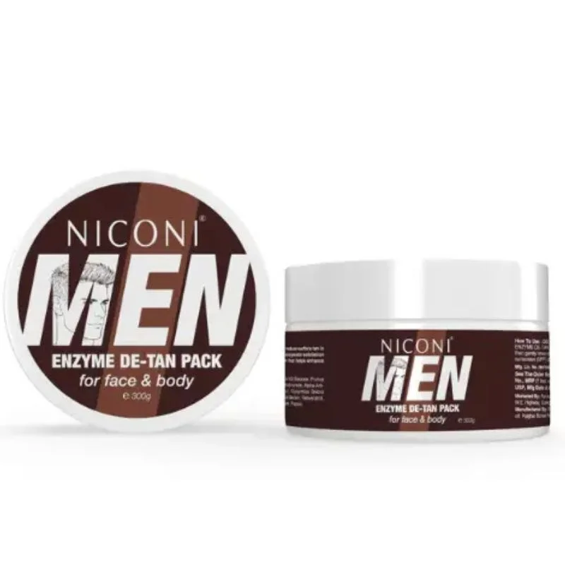 NICONI Men Enzyme De-Tan Pack for Face & Body | Deep Cleansing & Tan Removal Cream | Brightening & Hydrating Formula | For All Skin Types | 300g thumbnail 5