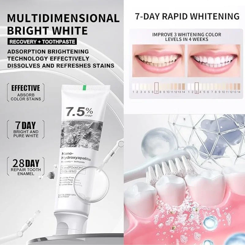 7.5% Nano-Hydroxyapatite Toothpaste | Deep Cleaning & Advanced Enamel Protection | Fluoride-Free Mint Toothpaste for Sensitive Teeth | Fresh Breath & Daily Oral Care thumbnail 6