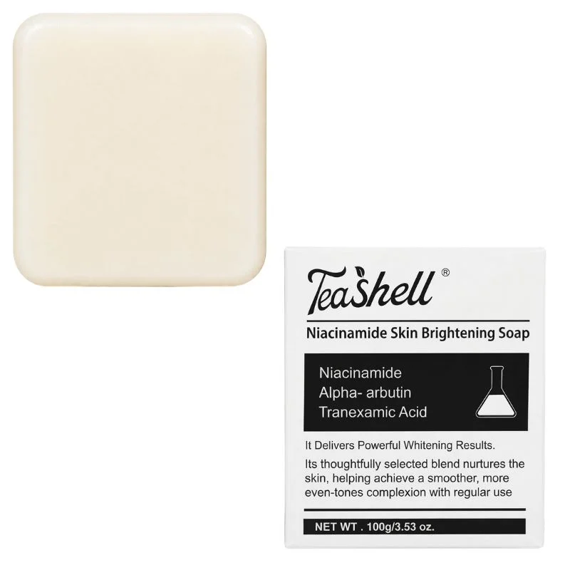 TeaShell Niacinamide Skin Brightening Soap | Face & Body Brightening Bar with Niacinamide, Alpha Arbutin & Tranexamic Acid | Deep Cleansing Formula | For Men & Women | 100g thumbnail 2