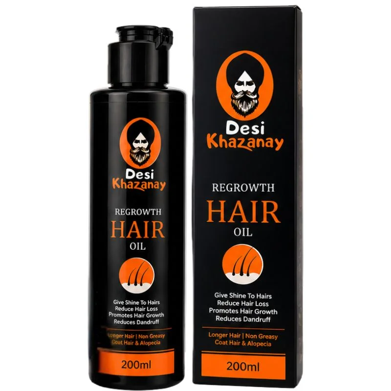 Desi Khazanay Regrowth Hair Oil | Herbal Hair Growth Oil with 25+ Herbs, Cold-Pressed Oils & Essential Oils | Scalp Nourishment & Hair Care | For Men & Women thumbnail 2