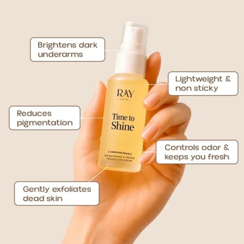 Ray Time To Shine Underarm Serum | Brightening Underarm Serum with Niacinamide, Alpha Arbutin & Hyaluronic Acid | Lightweight Daily Care | 30ml thumbnail 6