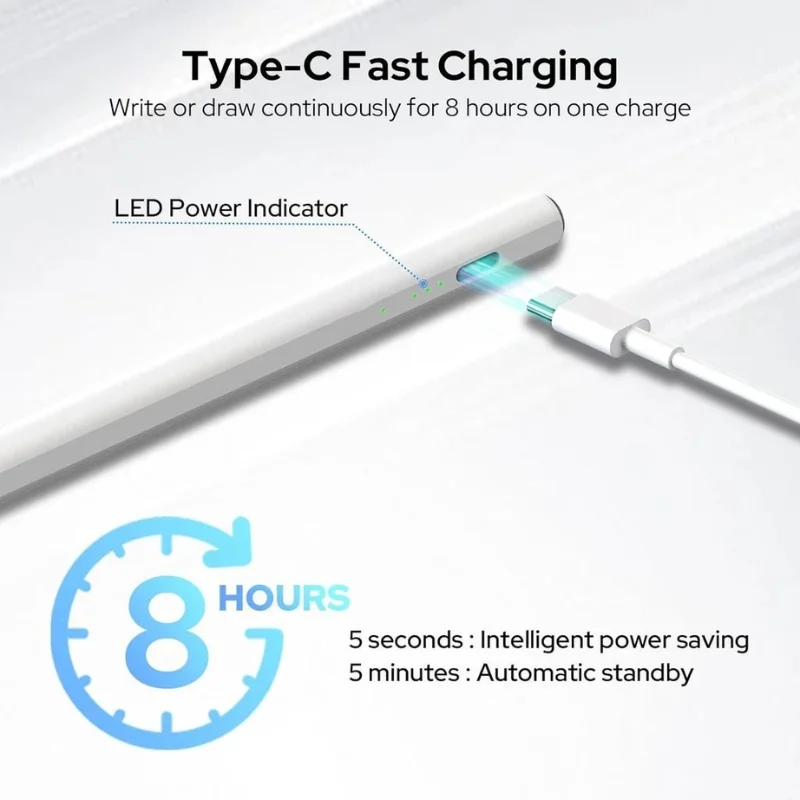 Universal Rechargeable Stylus Pen for Touchscreen Devices | Magnetic Stylus with High-Precision Tip | USB Type-C Charging | Compatible with iPad, Android & Tablets thumbnail 5