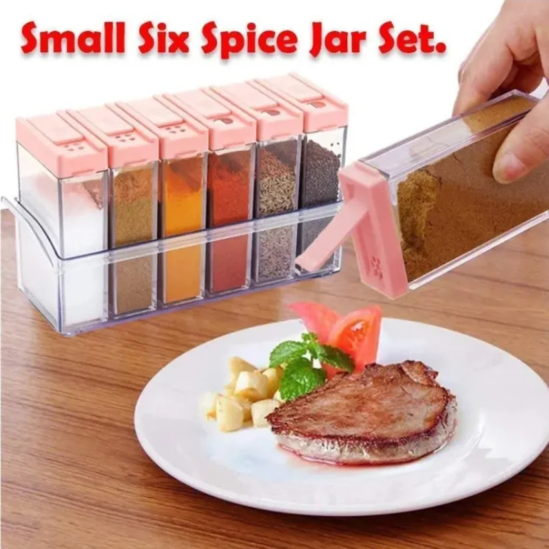 Spice Jars Dispenser Masala Rack | Crystal Seasoning Storage Set with Easy Flow Design | Airtight Kitchen Storage Containers | Set of 6 thumbnail 3