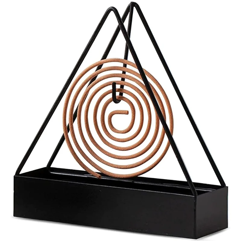 Triangle-Shaped Iron Mosquito Coil Holder | Creative Hanging & Standing Incense Burner | Durable Metal Design | Black | Pack of 1 thumbnail 4