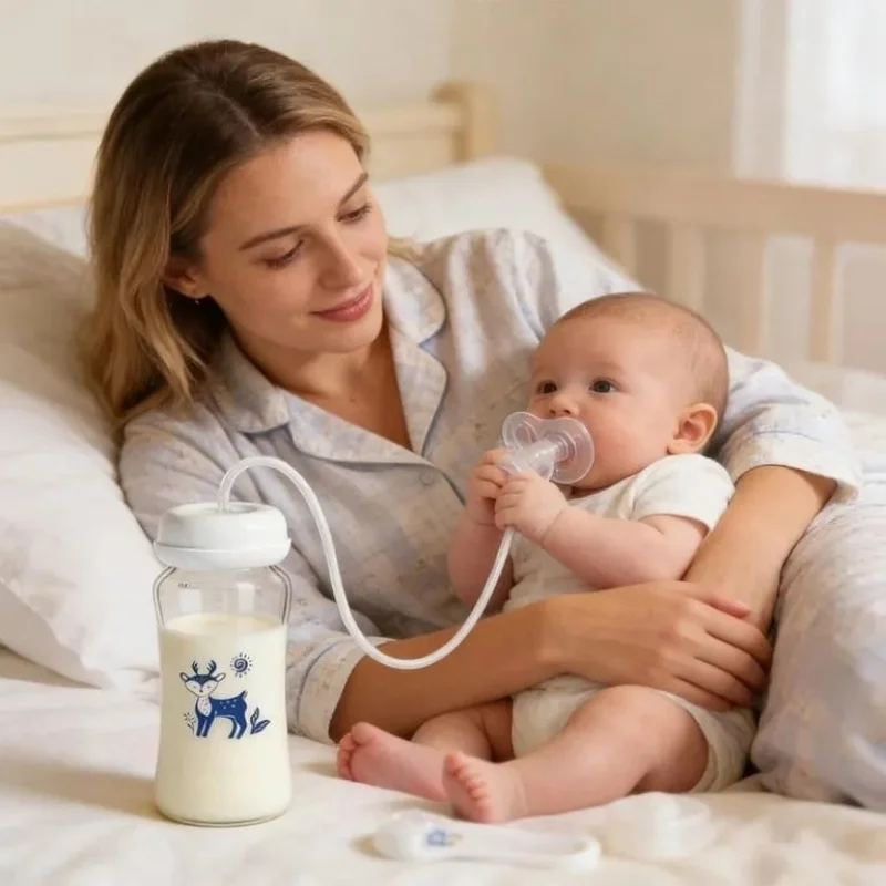 Hands-Free Baby Feeding Bottle  | BPA-Free Anti-Colic Baby Milk Bottle with Silicone Straw | Leak-Proof Standard Neck Bottle |240ML thumbnail 5
