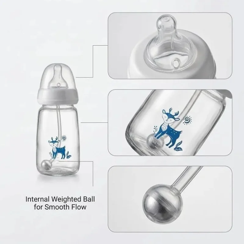 Hands-Free Baby Feeding Bottle  | BPA-Free Anti-Colic Baby Milk Bottle with Silicone Straw | Leak-Proof Standard Neck Bottle |240ML thumbnail 3