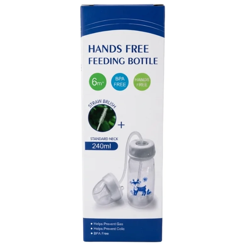Hands-Free Baby Feeding Bottle  | BPA-Free Anti-Colic Baby Milk Bottle with Silicone Straw | Leak-Proof Standard Neck Bottle |240ML thumbnail 2