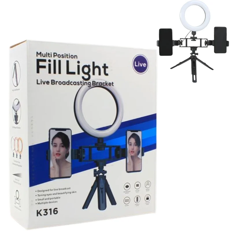 6-Inch Multi-Position Fill Light | Selfie Ring Light with Tripod Stand & Phone Holder | 3 Color Modes | USB Powered | Multicolor thumbnail 3