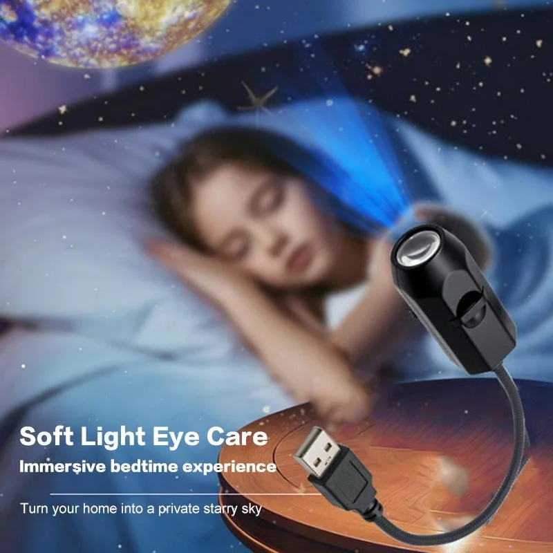 USB Moon & Earth Projection Atmosphere Light | 3 Interchangeable Lenses | Flexible Gooseneck  Projector Lamp thumbnail 4