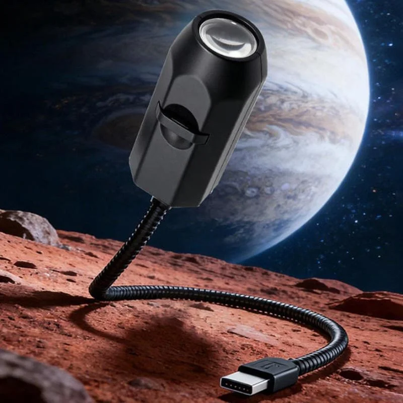 USB Moon & Earth Projection Atmosphere Light | 3 Interchangeable Lenses | Flexible Gooseneck  Projector Lamp thumbnail 3