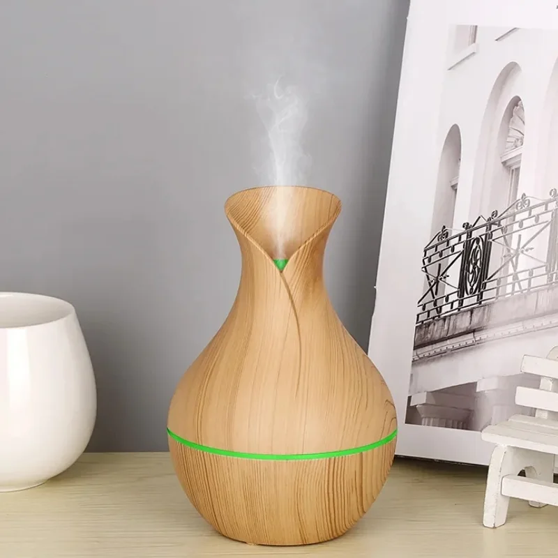 Vase-Shaped LED Humidifier | Model  JSQ07 | USB Wood Grain Ultrasonic Cold Mist Humidifier | Aromatherapy Air Freshener | 200 ml thumbnail 3
