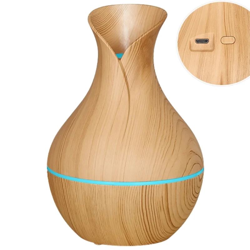 Vase-Shaped LED Humidifier | Model  JSQ07 | USB Wood Grain Ultrasonic Cold Mist Humidifier | Aromatherapy Air Freshener | 200 ml thumbnail 4
