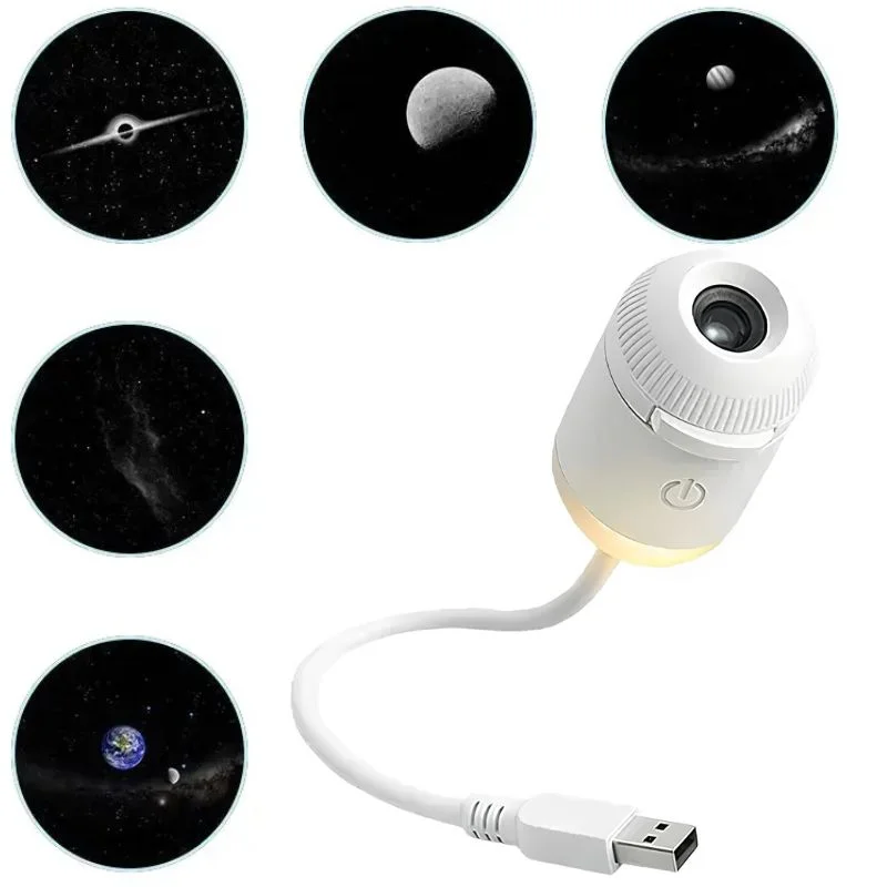 2-in-1 USB Galaxy Star Projector Night Light | 6 Projection Lenses | Adjustable Brightness Starry Sky & Night Lamp