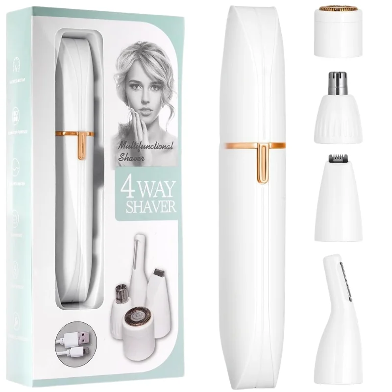 4-in-1 Electric Lady Shaver for Women | Rechargeable Cordless Hair Remover | Bikini Trimmer, Nose & Eyebrow Trimmer | For Face, Legs & Underarms thumbnail 4