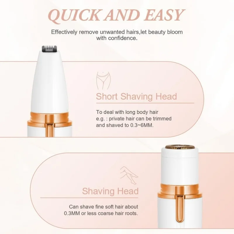 4-in-1 Electric Lady Shaver for Women | Rechargeable Cordless Hair Remover | Bikini Trimmer, Nose & Eyebrow Trimmer | For Face, Legs & Underarms thumbnail 7